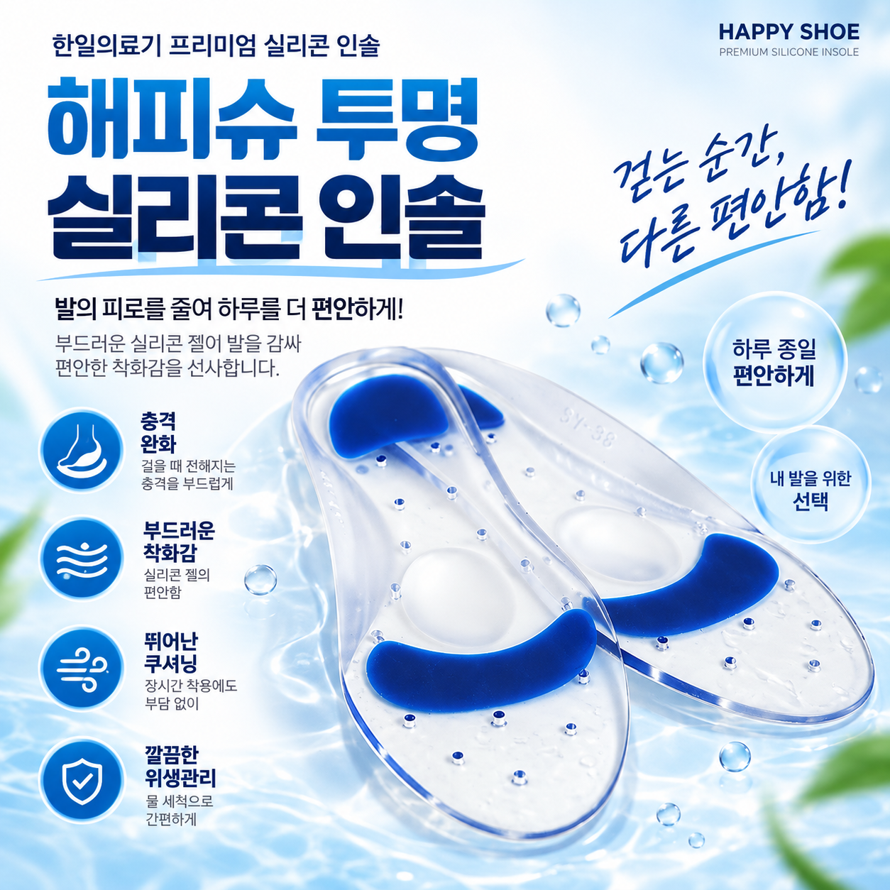 해피슈 투명 실리콘 인솔