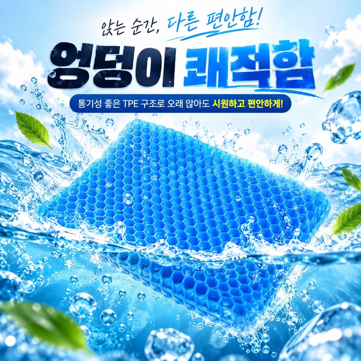쿨링젤 방석 대 (42x36x3.5)/소 (40x35x2.5) 방석 커버 포함